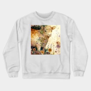 Cow, Watercolor Farm Animals Crewneck Sweatshirt